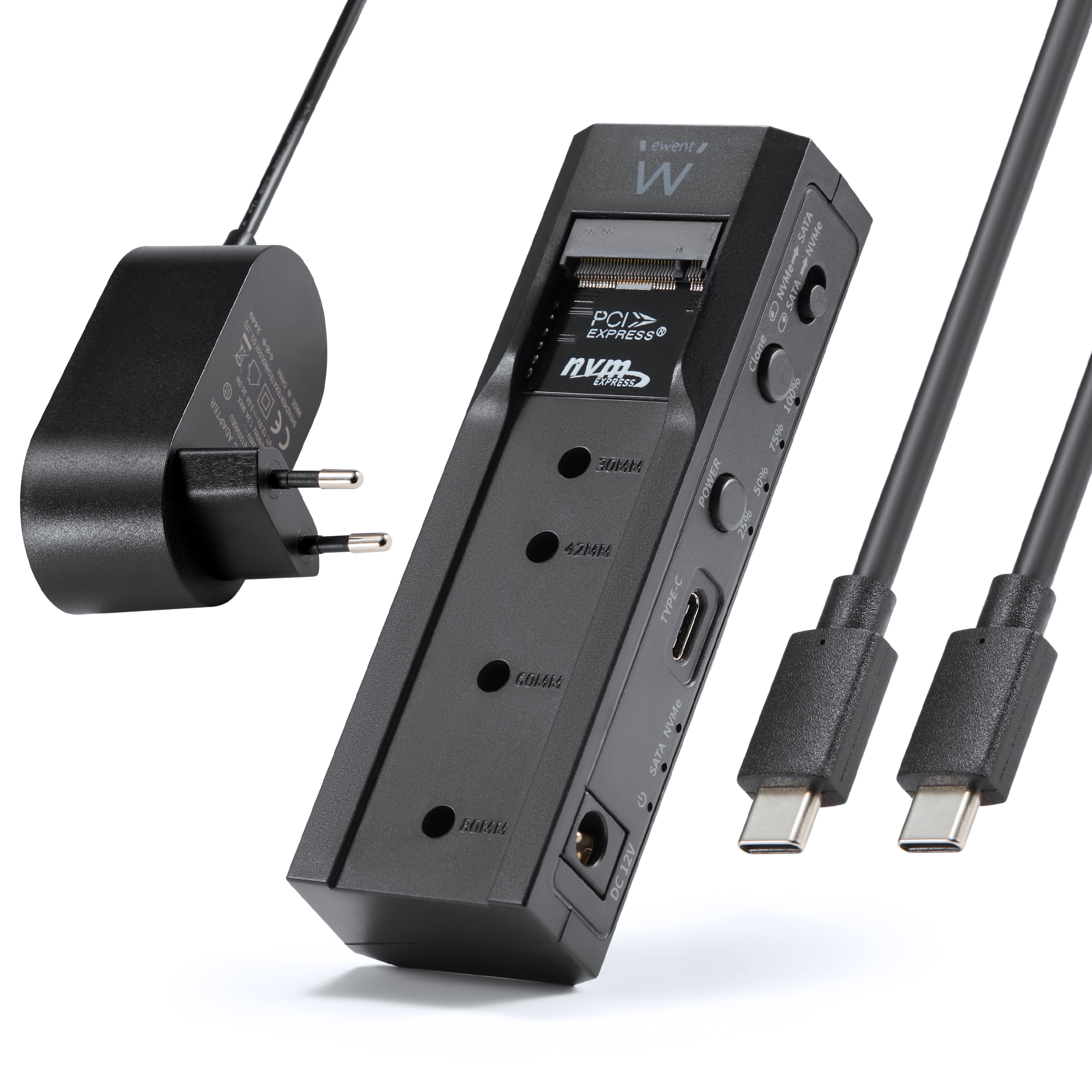 EW7065 | Dual bay HDD/NVMe M2 SSD clone e converter for 2.5" and 3.5" | Ewent | distributori informatica